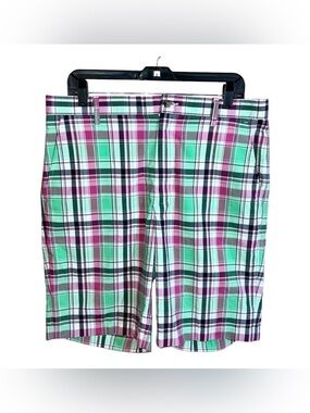 Footjoy Shorts Men’s Size 34 Pink Green Black White Plaid Golf 36x10